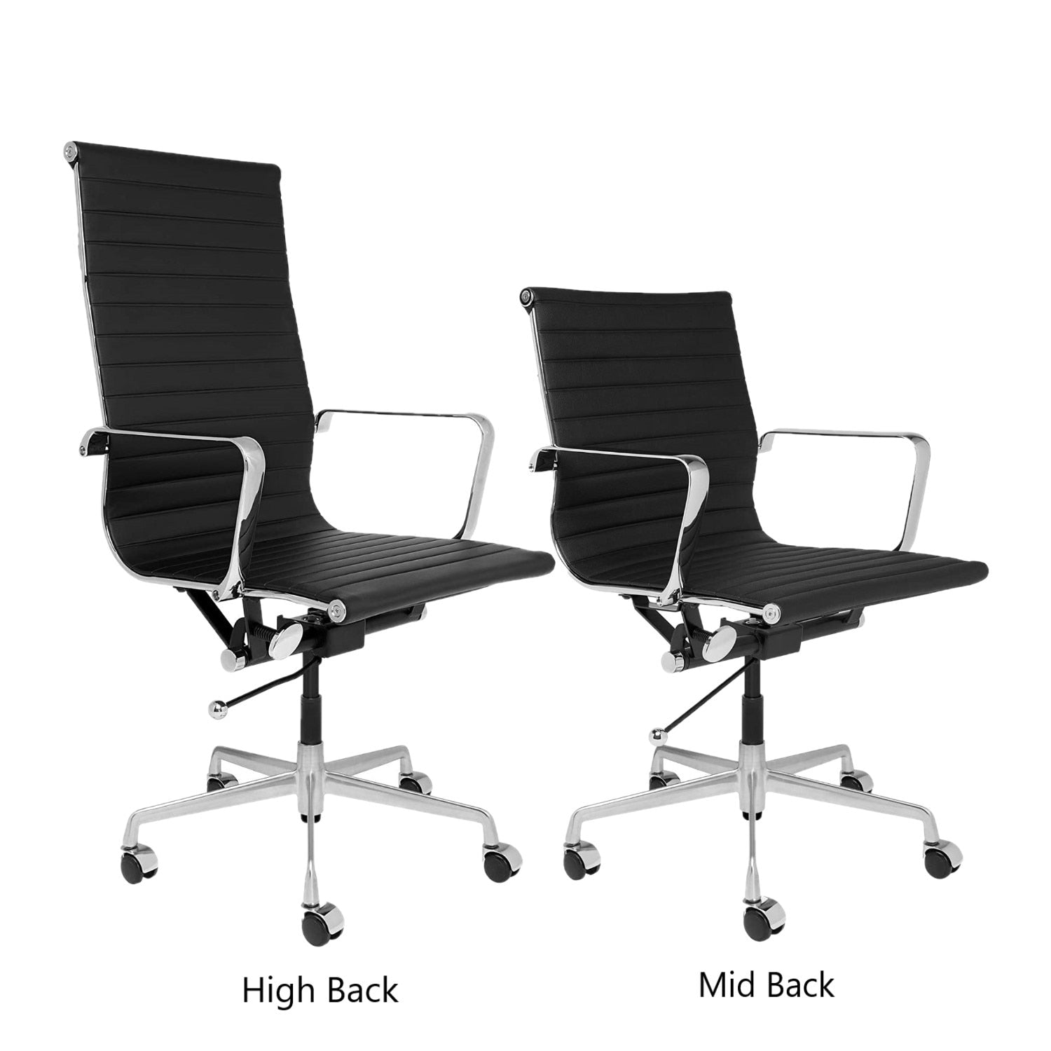 Office chairs black leather with rolls